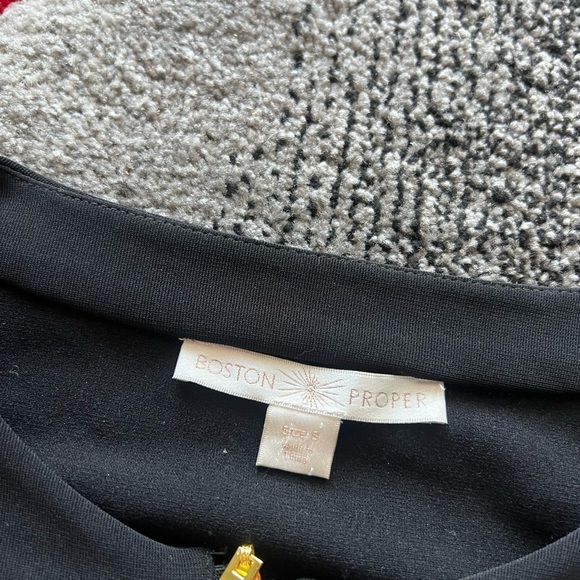 Boston Proper Black Gold Accent Button Zip Up Blazer - Picture 3 of 4